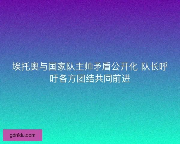 埃托奥与国家队主帅矛盾公开化 队长呼吁各方团结共同前进 埃托奥与国家队主帅矛盾公开化 队长呼吁各方团结共同前进